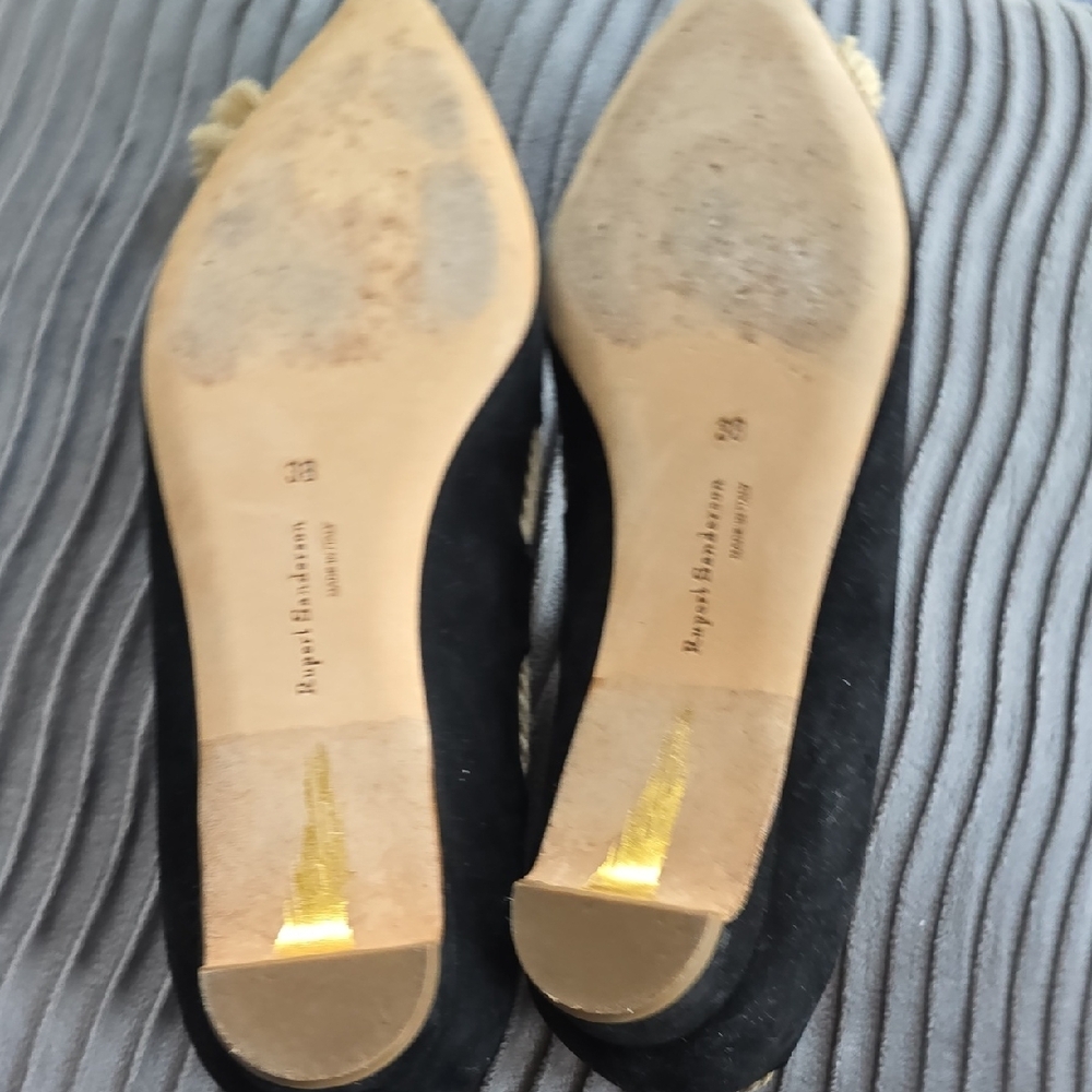 Rupert Sanderson Black Flats with Cream Tassels - Picture 6 of 8